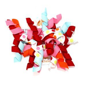 NWT Gymboree hair barrettes Cozy Cutie multi dot ribbon curlies